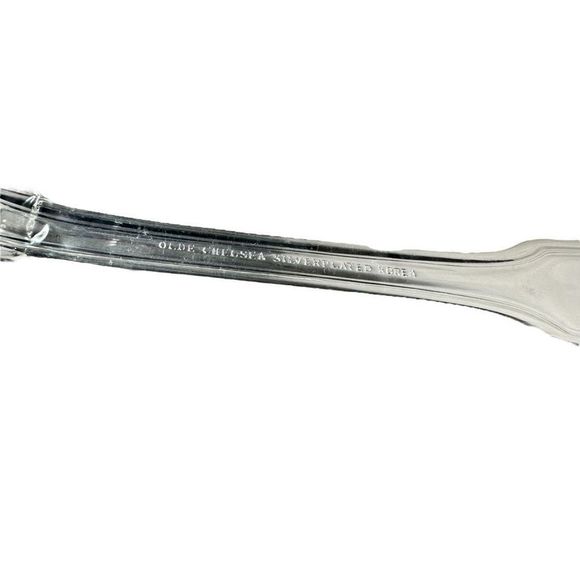 Vtg Olde Chelsea Pattern Silverplated 6 Dinner Spoons + Round Spoon in Plastic - Picture 6 of 15